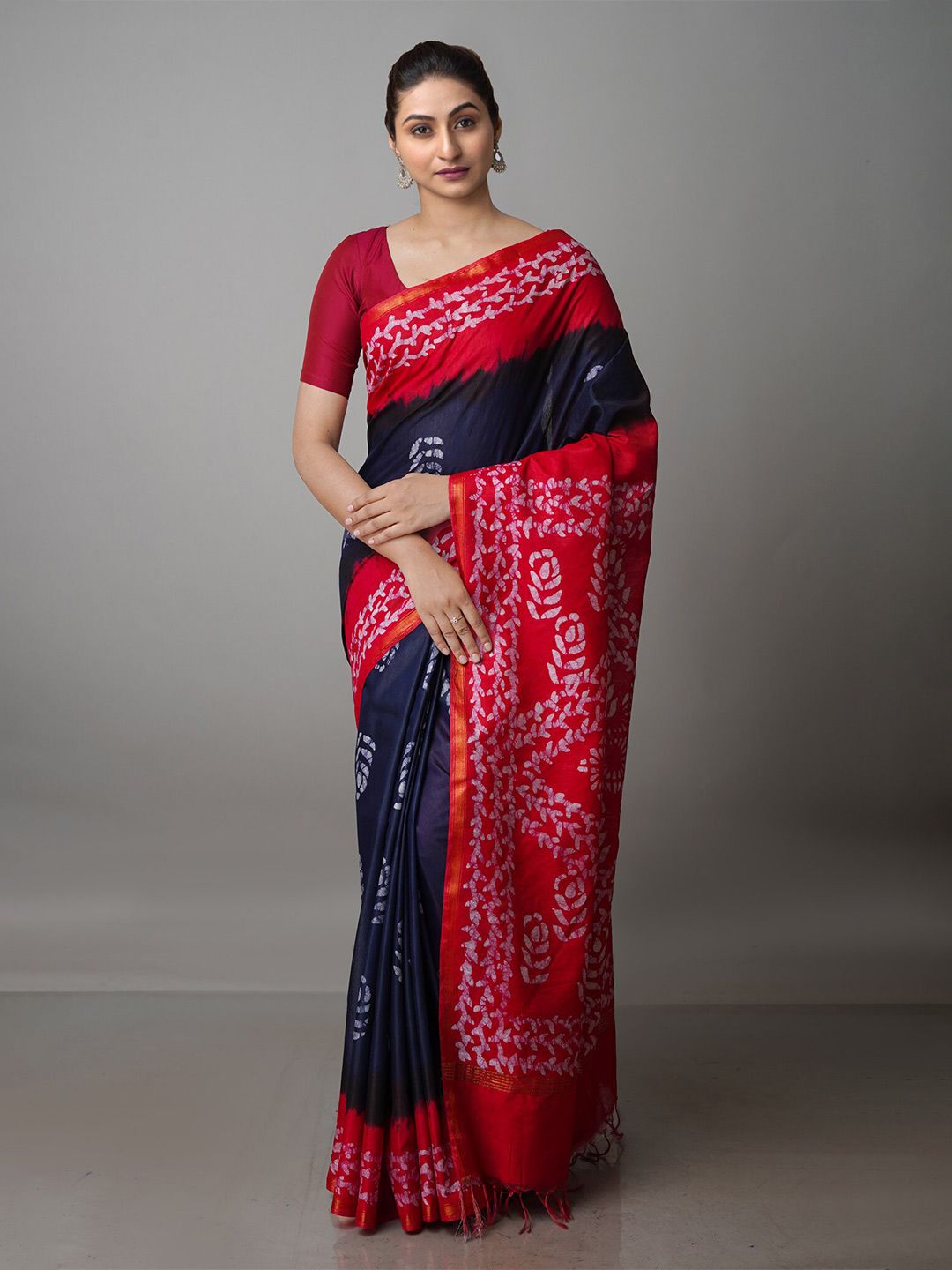 Unnati Silks Batik Printed Pure Silk Chanderi Saree Price in India