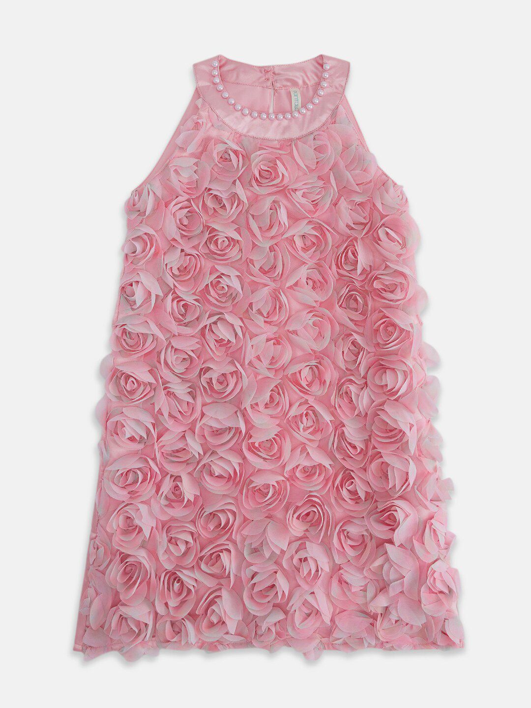 Pantaloons Junior Self Design Halter Neck A-Line Dress