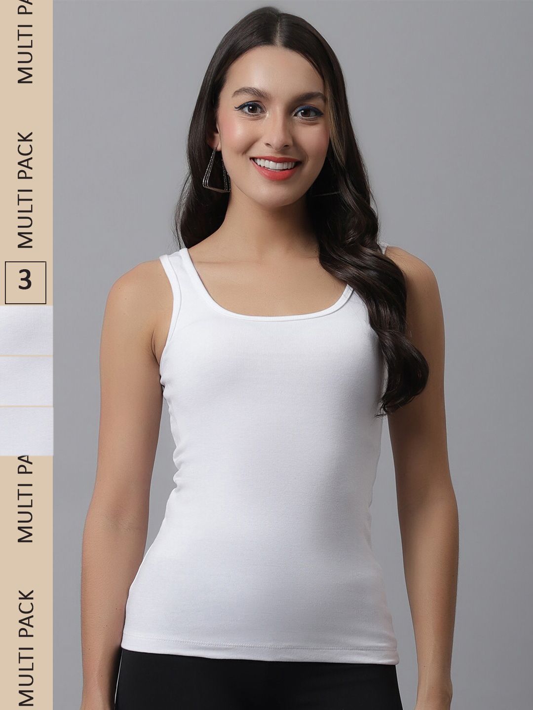 Friskers Pack of 3 Sleeveless Cotton Tank Top Price in India