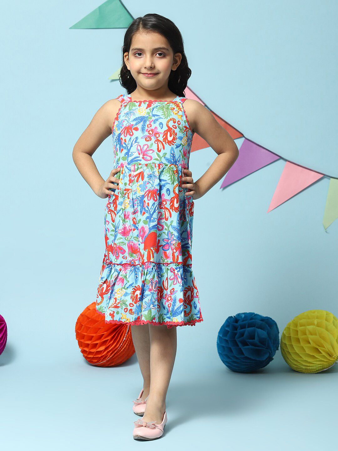 Biba Blue Floral A-Line Dress
