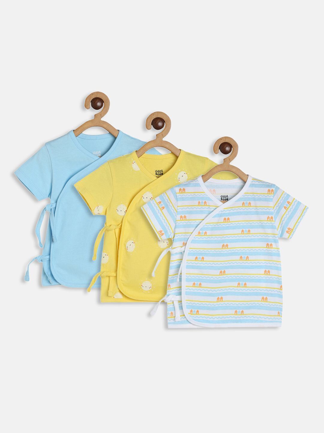 MINI KLUB Boys Pack Of 3 Printed Pure Cotton Open-Front Innerwear Jhabla