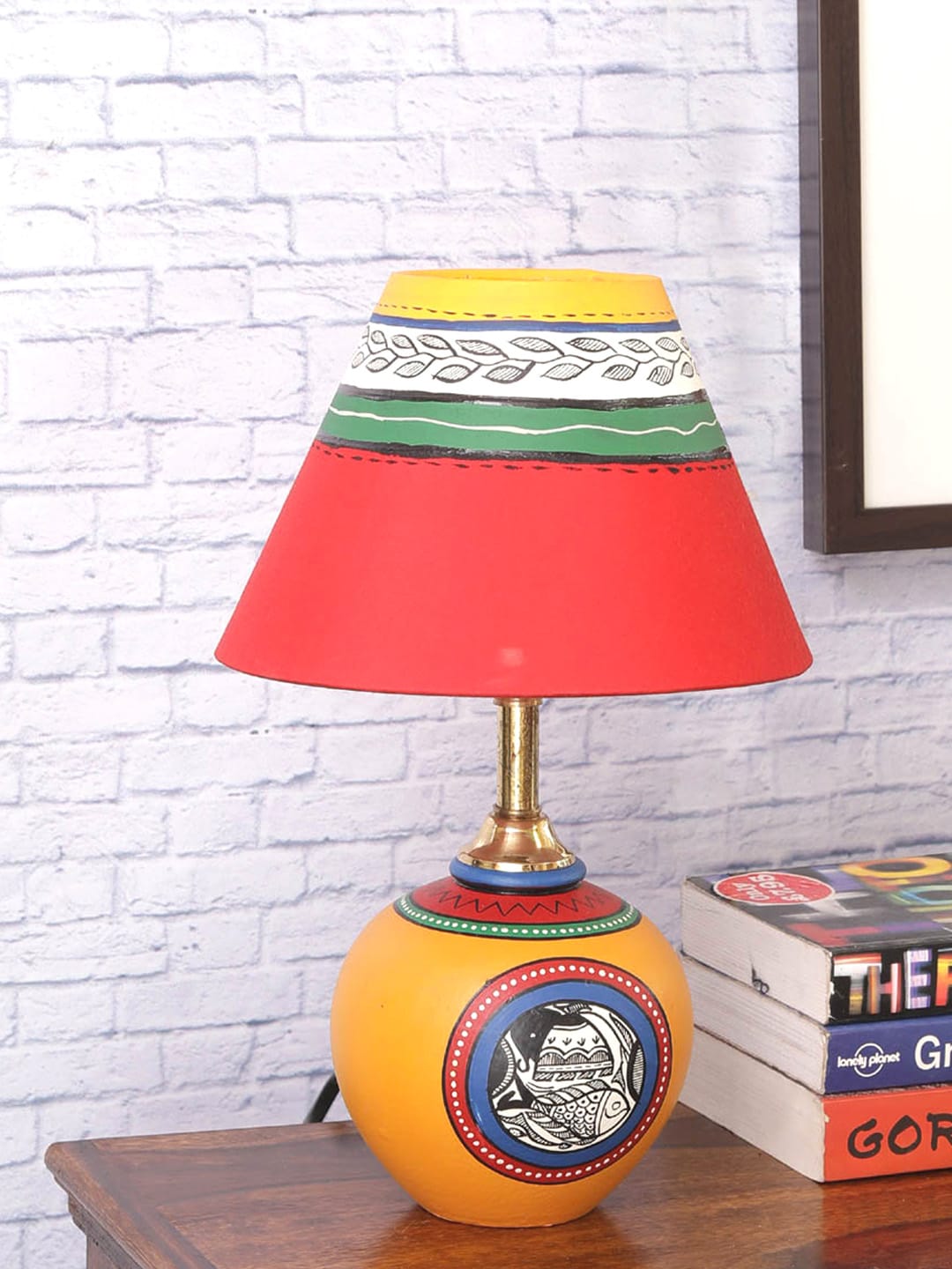 VarEesha Red Handpainted Bedside Standard Table Lamp Price in India