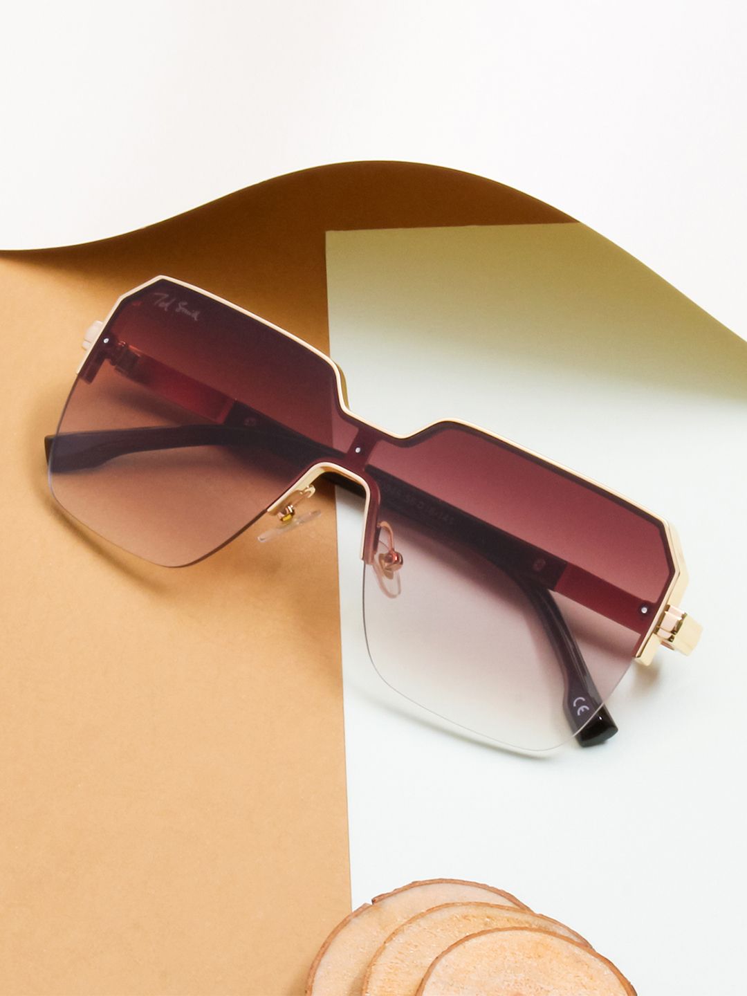 Ted Smith Square Sunglasses with Polarised and UV Protected Lens NUVUE_C5-BROWN GRADED