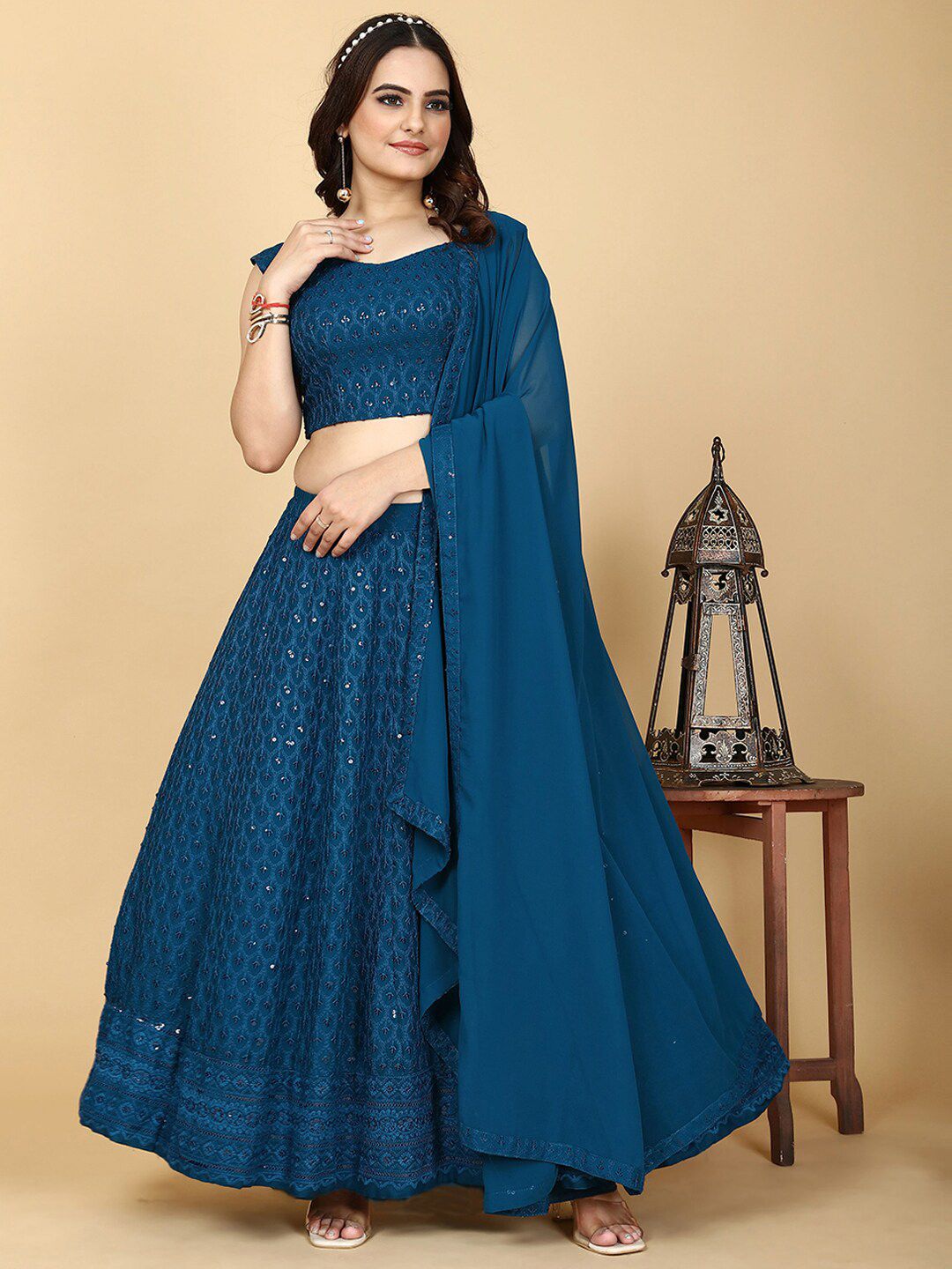PRENEA Embroidered Ready to Wear Lehenga & Blouse With Dupatta Price in India