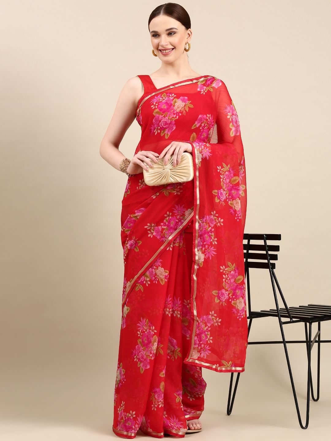 HERE&NOW Floral Bandhani Saree Price in India