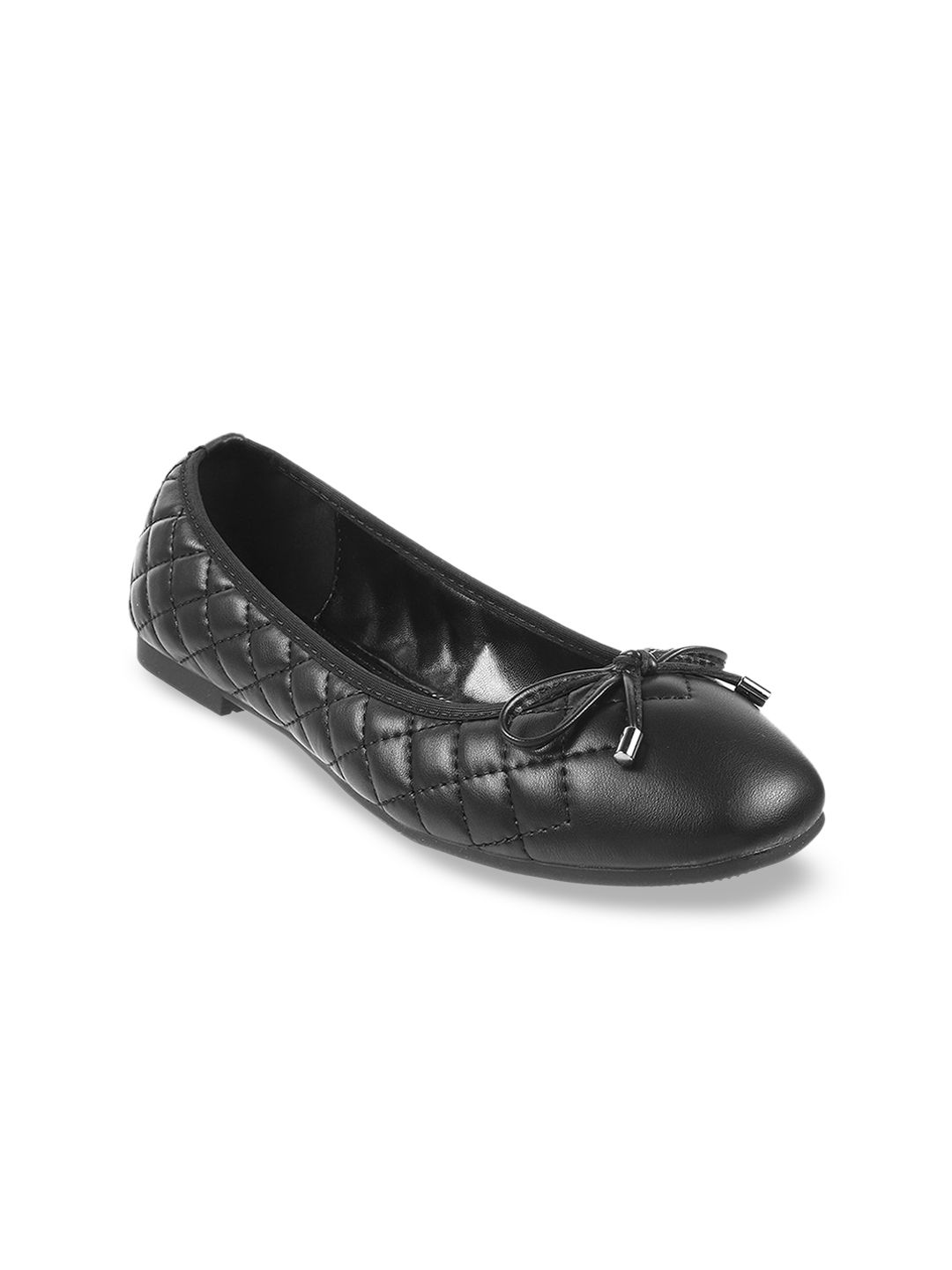 Mochi Women Textured Ballerinas With Bows