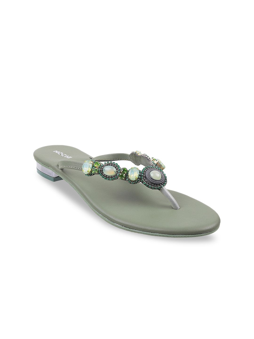 Mochi Women Embellished T-Strap Flats Price in India