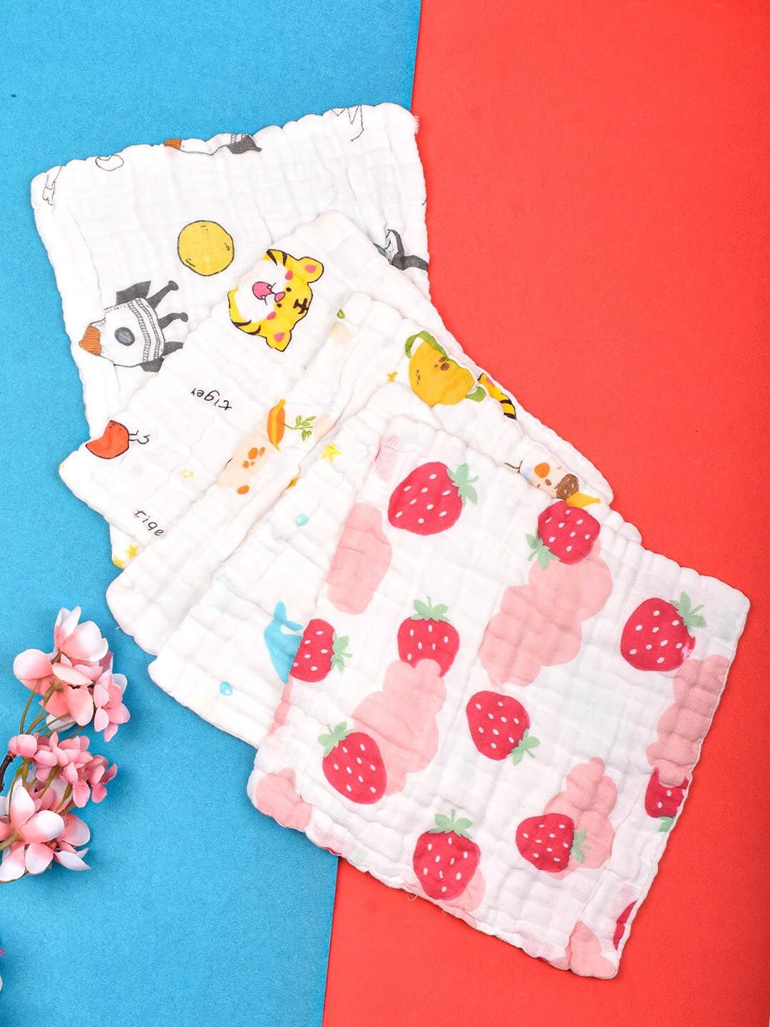 Moms Home Pack Of 5 Baby Super Soft Absorbent Muslin 6 Layer Napkins