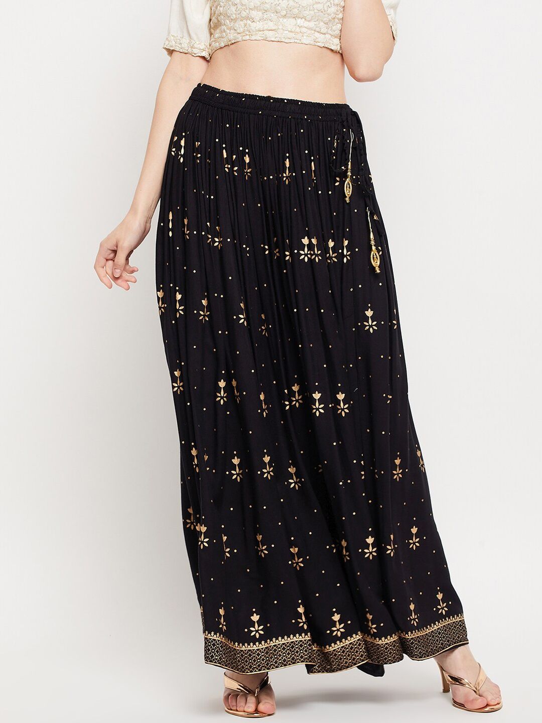 Clora Creation Women Printed & Gathered Maxi Skirt Price in India