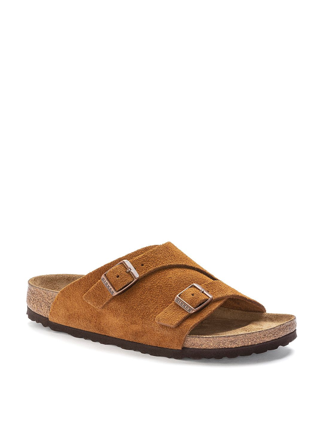 Birkenstock Za1/4Rich Mink Regular Width Suede Leather Two-Strap Sandals