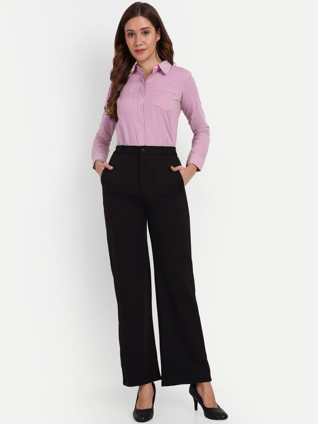 Next One Women Smart Loose Fit High-Rise Easy Wash Formal Trousers Price in India
