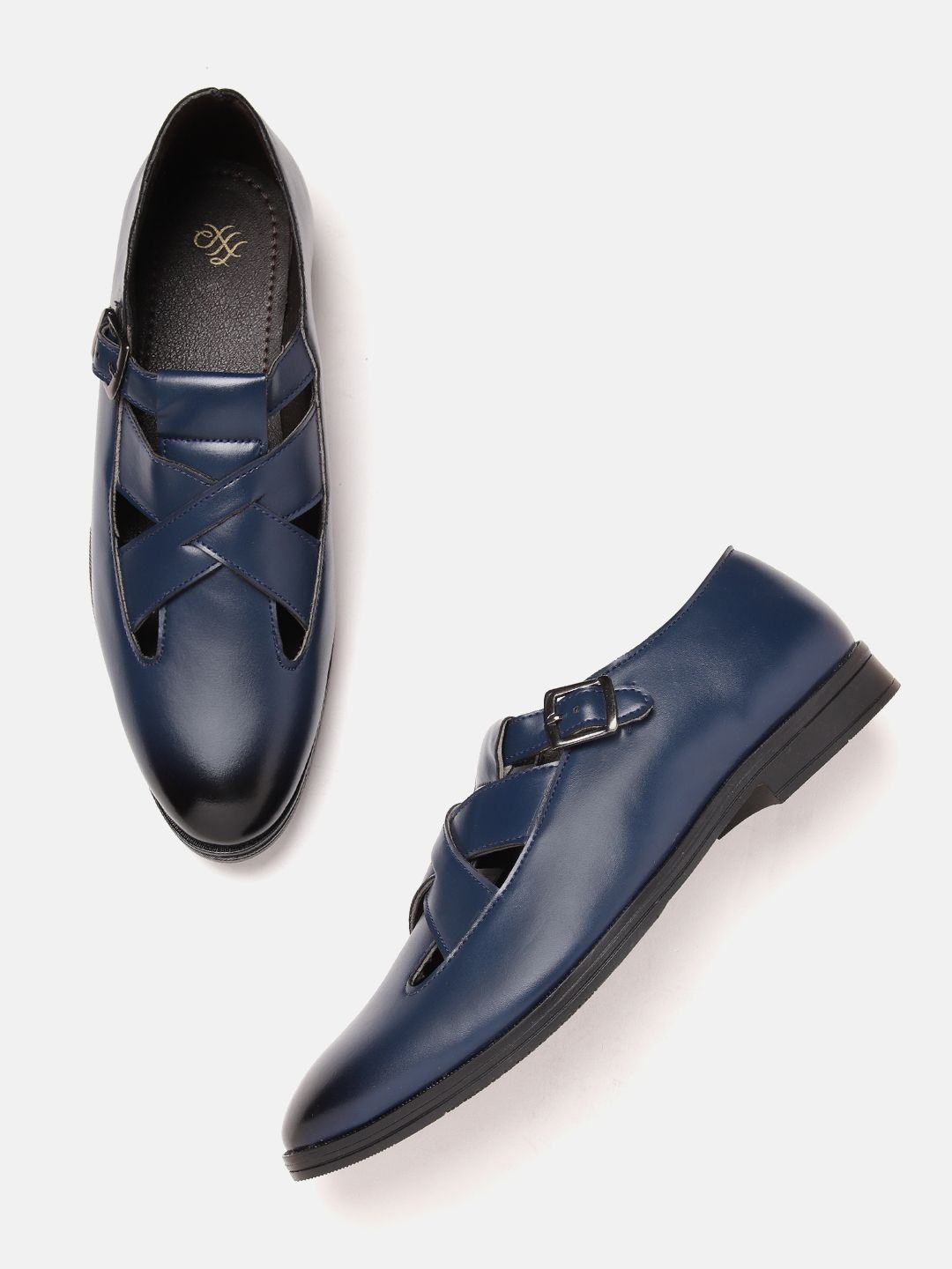 House of Pataudi Men Shoe-Style Buckle Sandals