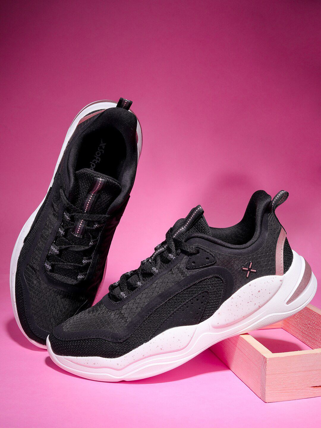 Xtep Women Black Textile Training or Gym Non-Marking Shoes Price in India