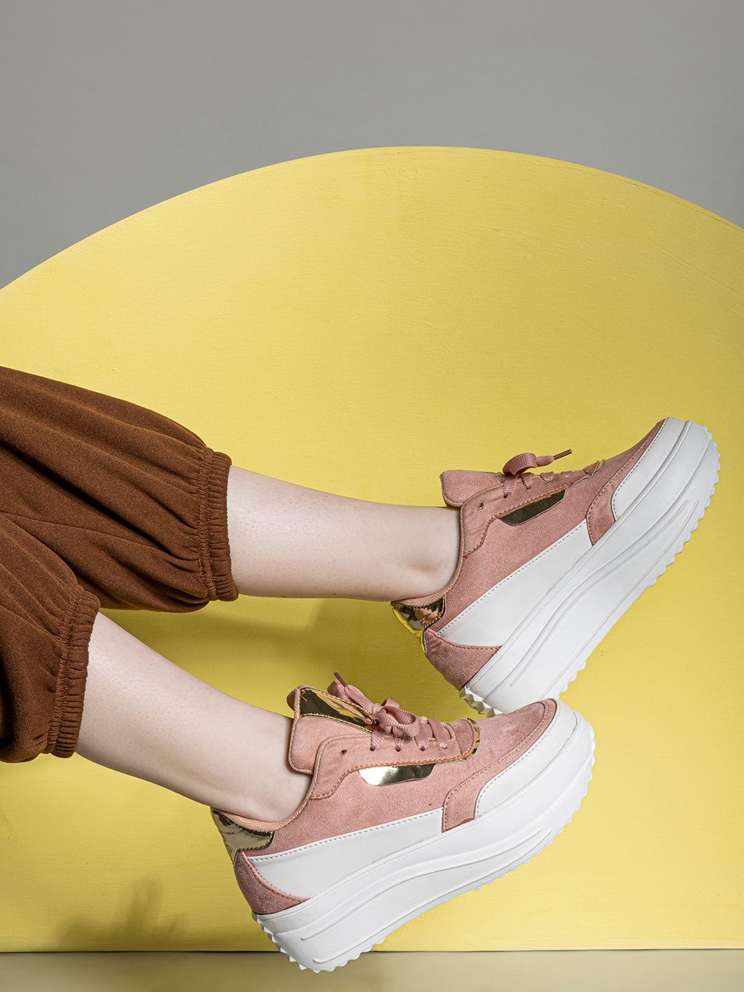 Shezone Women Colourblocked Heeled Lightweight Sneakers