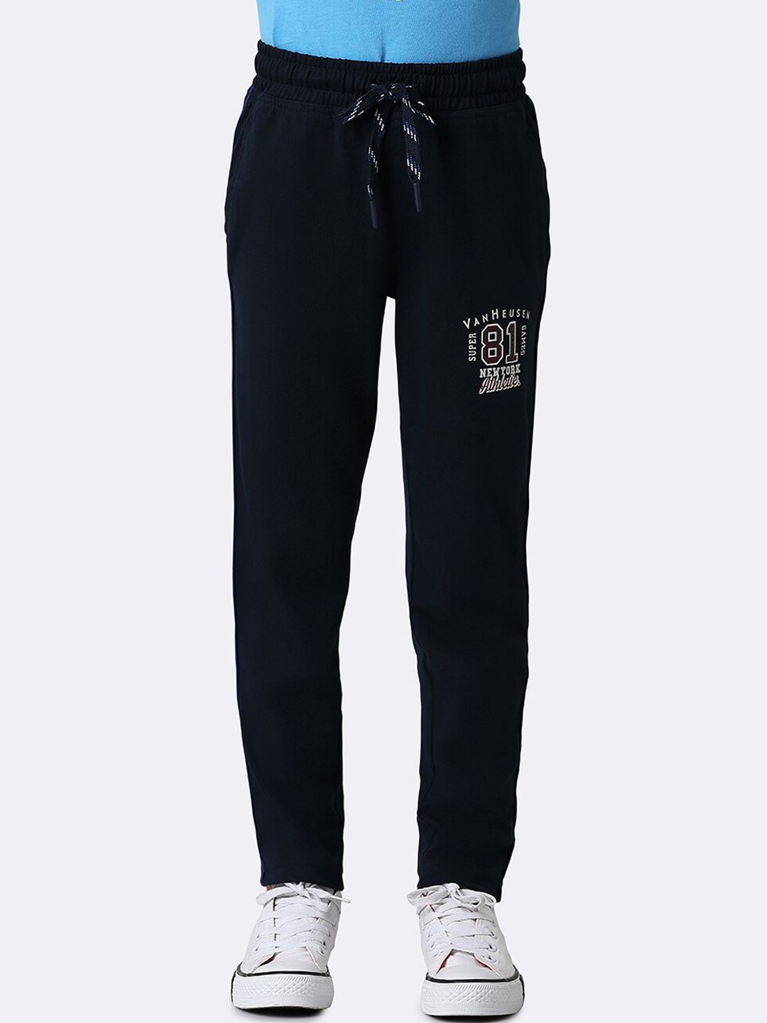 Van Heusen Boys Mid-Rise Printed Cotton Smart Tech Easy Stain Release Track Pants