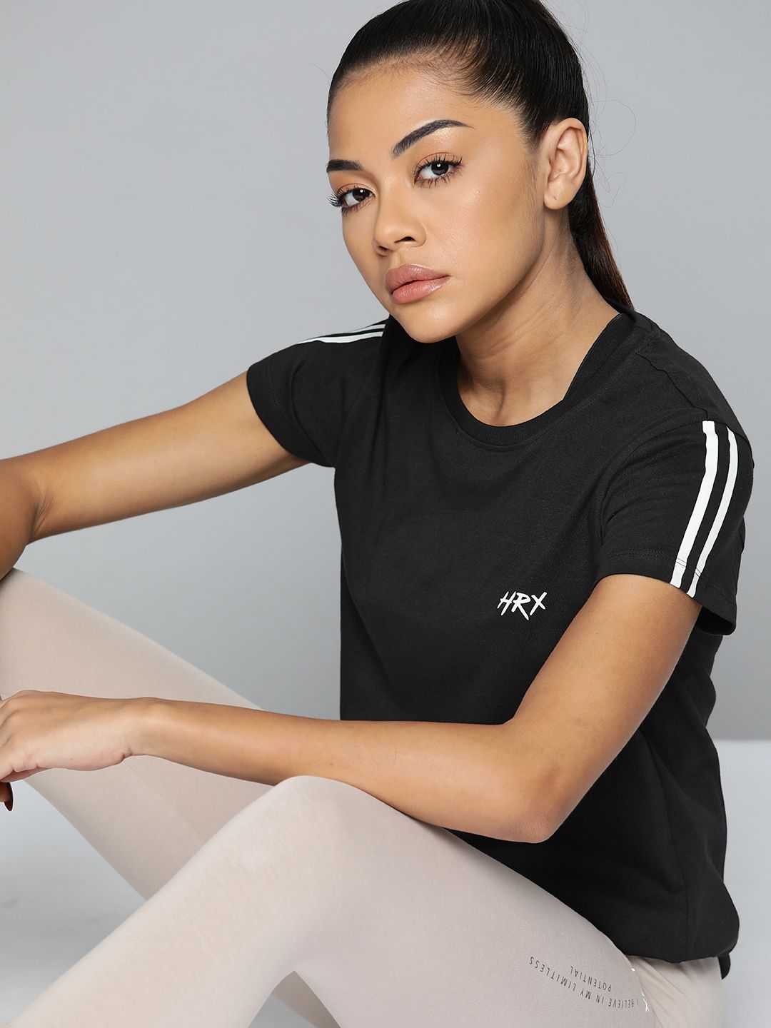HRX by Hrithik Roshan Women Solid Pure Cotton T-shirt