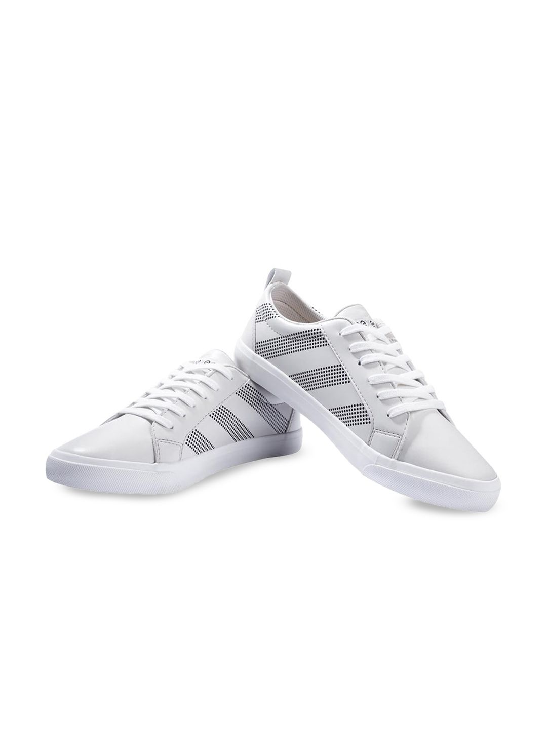 Paragon Women White Striped Sneakers