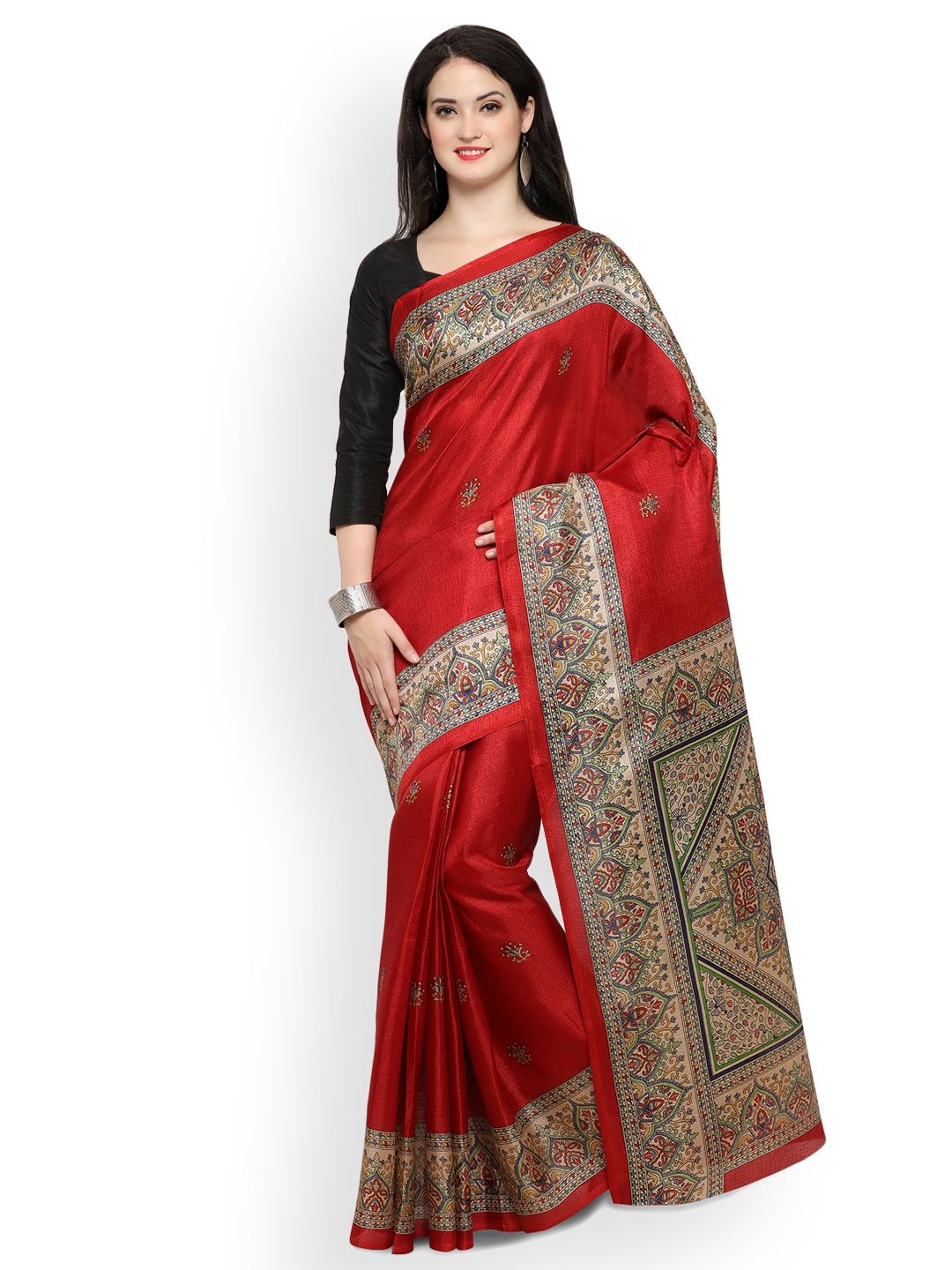 Saree mall Red Art Silk Saree Price in India