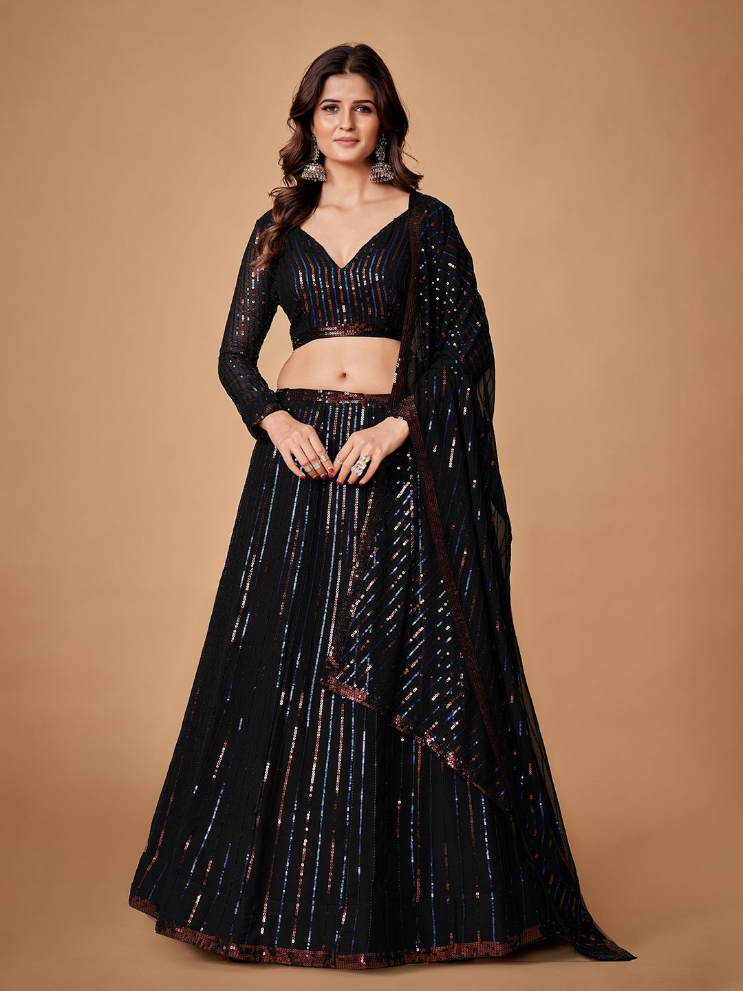 Fusionic Embellished Semi-Stitched Lehenga Set Price in India