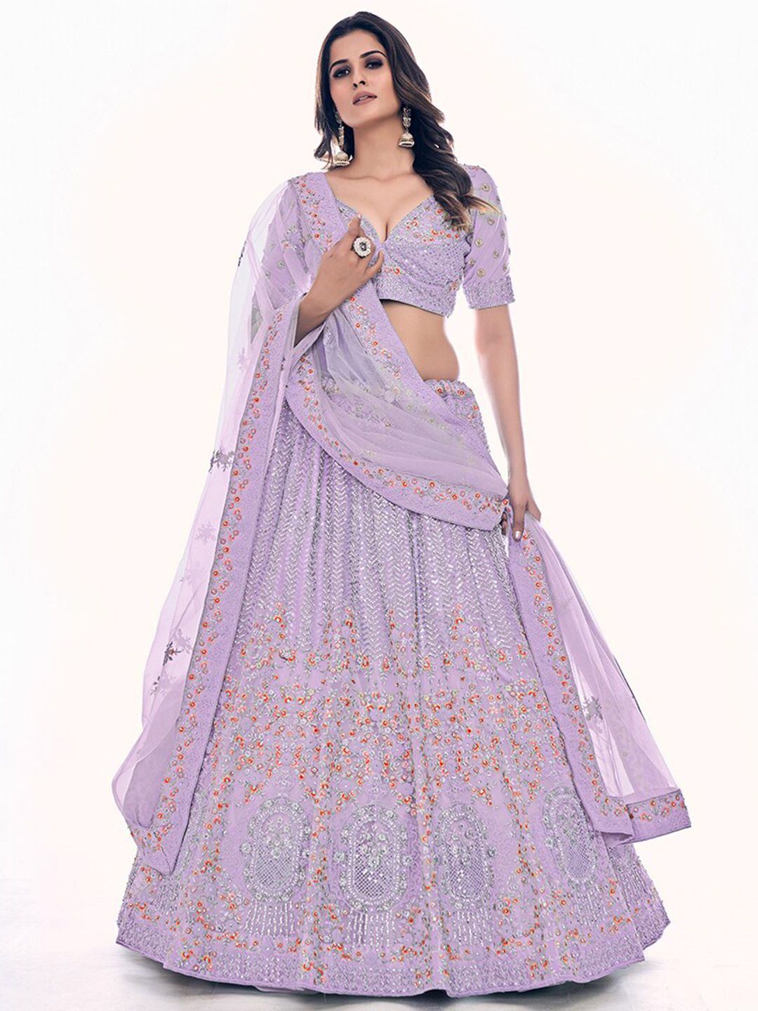 Fusionic Embroidered Semi-Stitched Lehenga & Unstitched Blouse With Dupatta Price in India