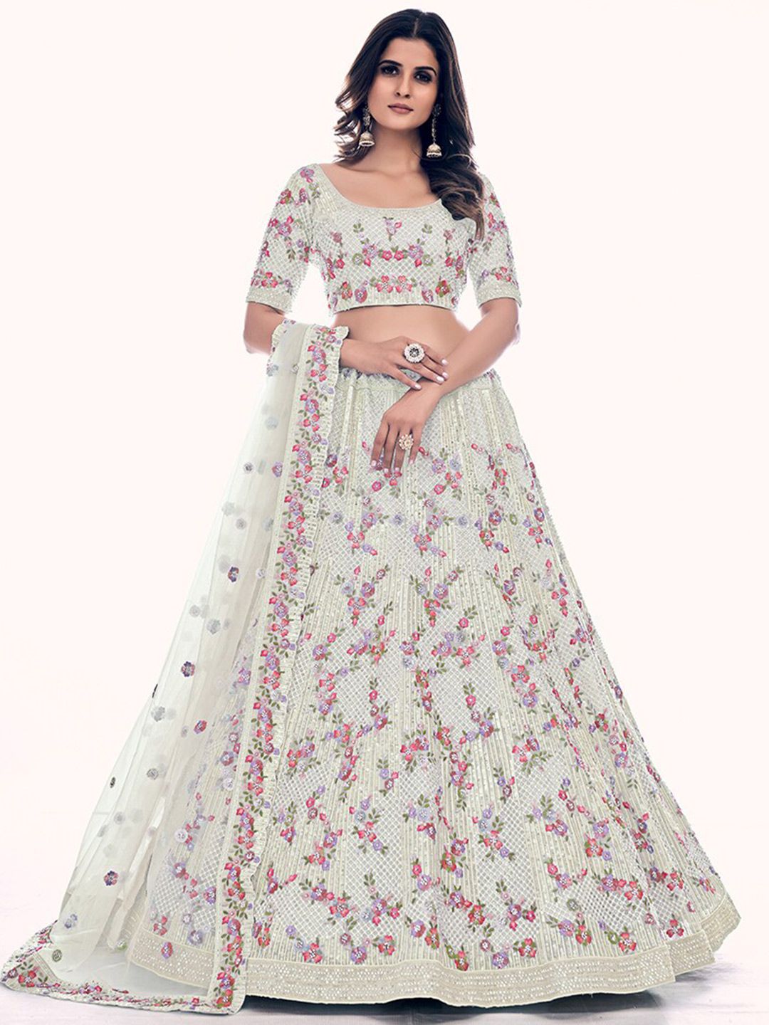 Fusionic Embroidered Semi-Stitched Lehenga & Unstitched Blouse With Dupatta Price in India