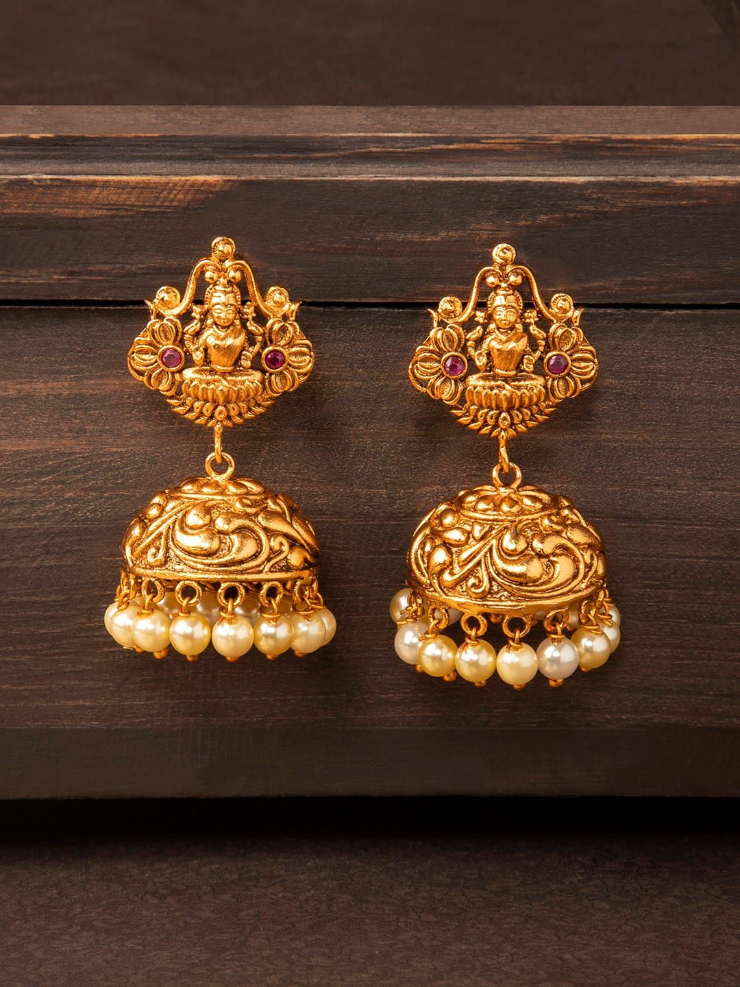 Rubans Gold-Plated Dome Shaped Jhumkas Price in India