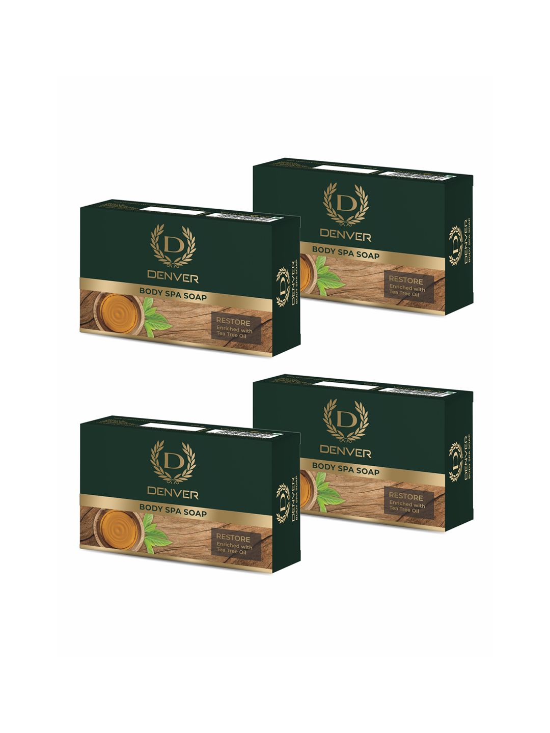 Denver Set Of 4 Restore Body Spa Soap Enriched With Tea Tree Oil - 125g Each