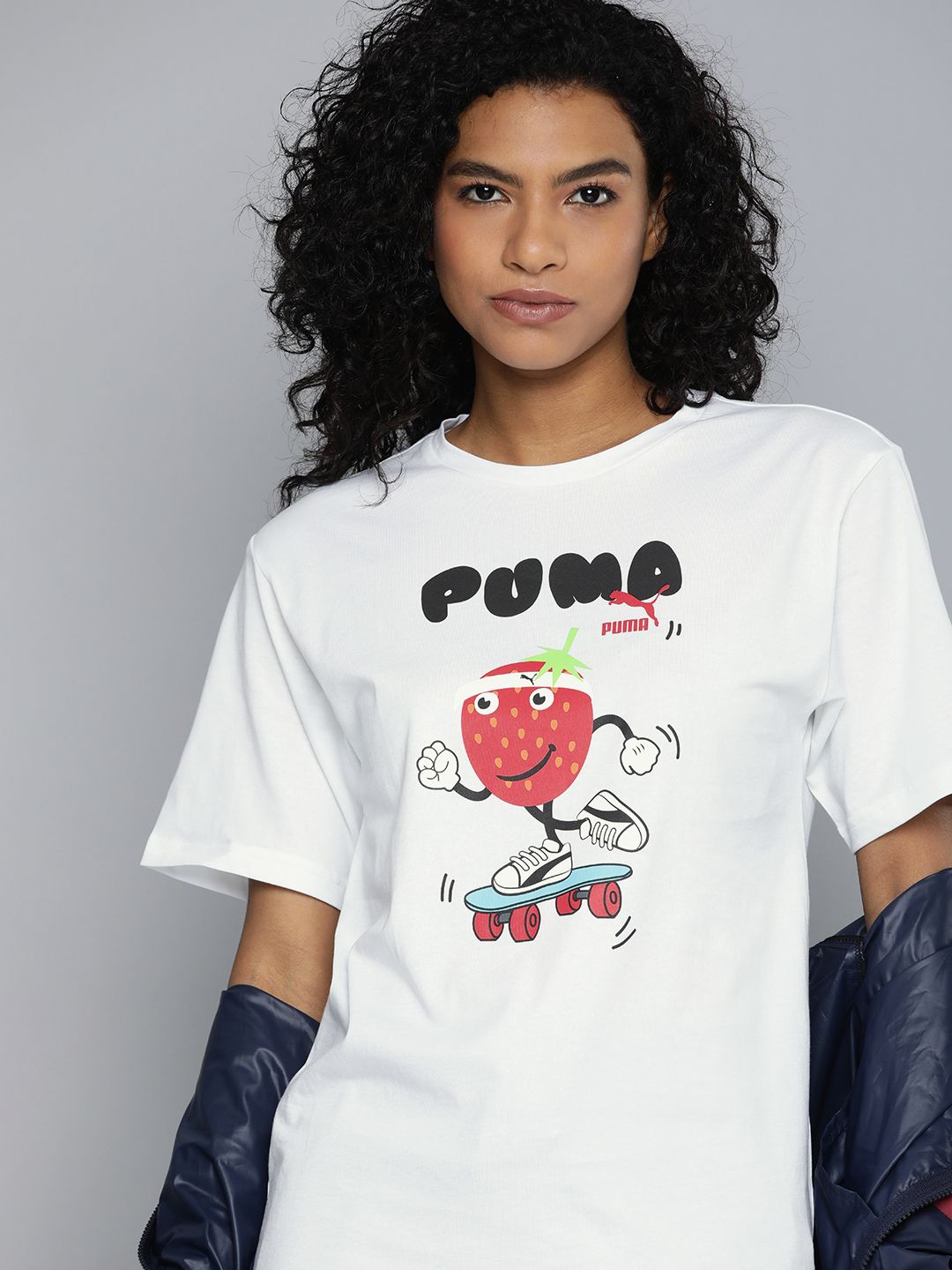 Puma Women Pure Cotton Food Graphic Printed Relaxed Fit Outdoor T-shirt Price in India