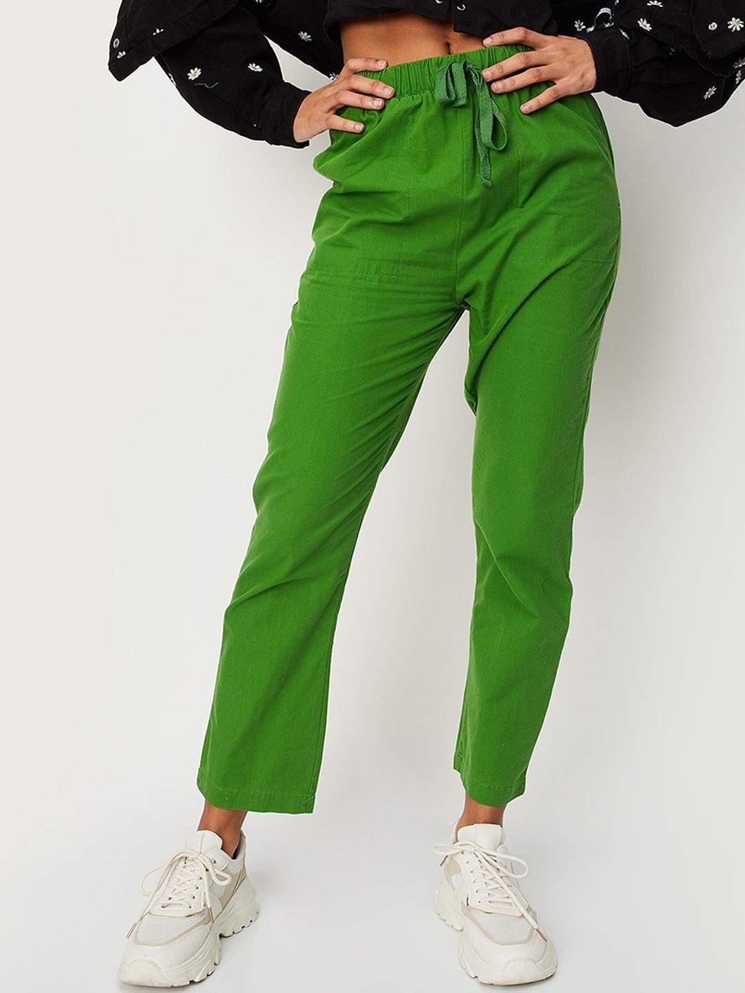 max Women Regular Fit Cotton Trousers Price in India