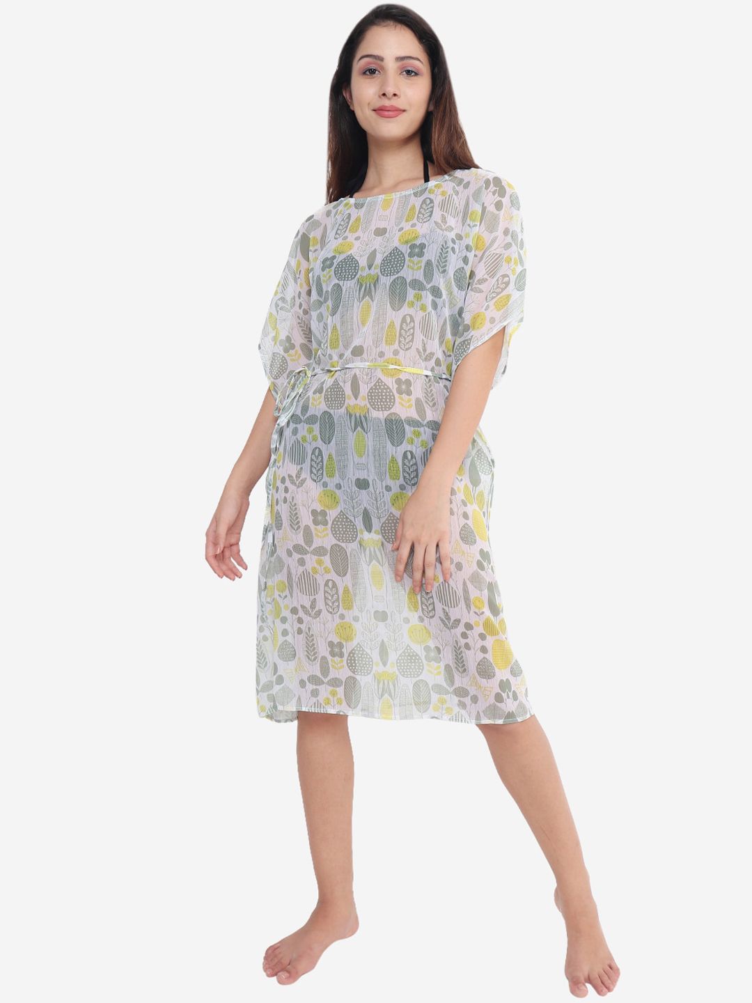 Beau Design Women Printed Swimwear Cover Up Kaftan Dress