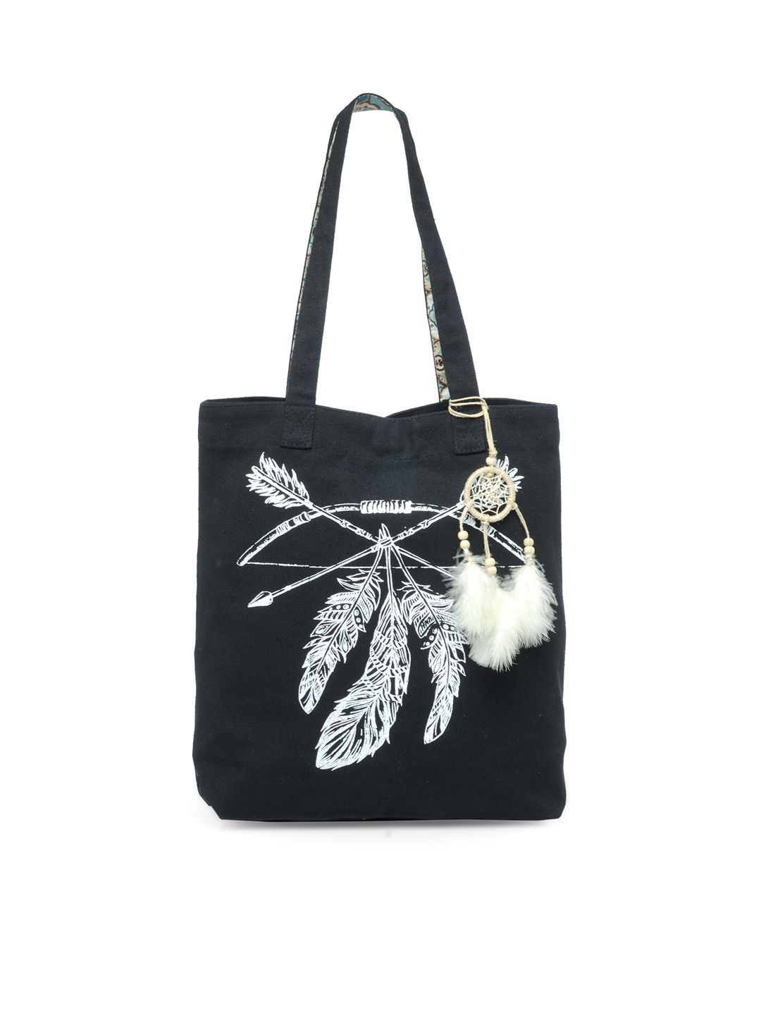 The House of Tara Black Printed Tote Bag Price in India