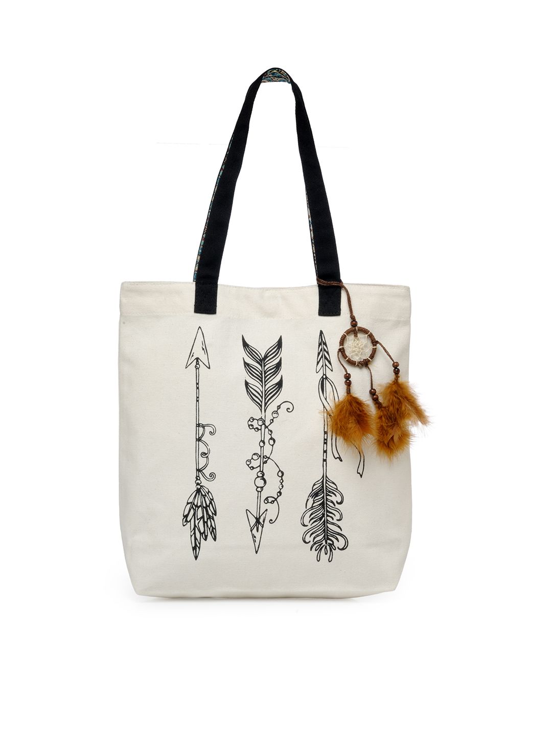 The House of Tara White Printed Tote Bag Price in India