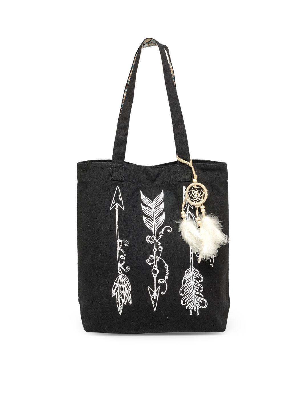 The House of Tara Black Printed Tote Bag Price in India