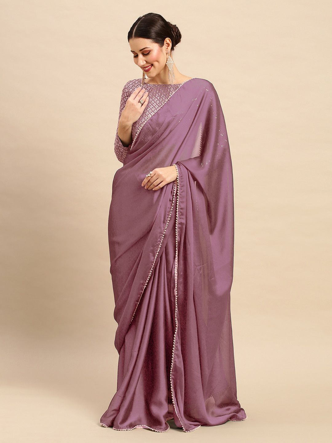 Anouk Beads And Stones Detail Pure Georgette Saree Price in India