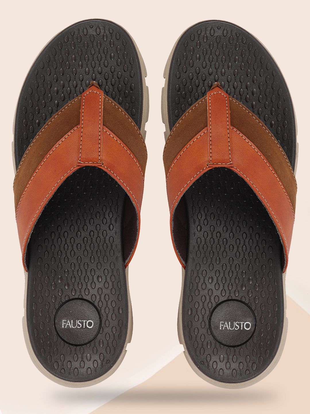 FAUSTO Men Colourblocked Thong Flip-Flops