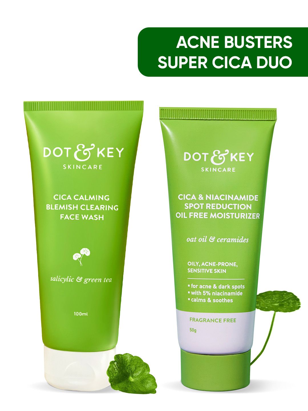 DOT & KEY DOT & KEY CICA Everyday Duo - Cica Acne Free Face Wash 100ml & Oil Free Moisturizer 50g