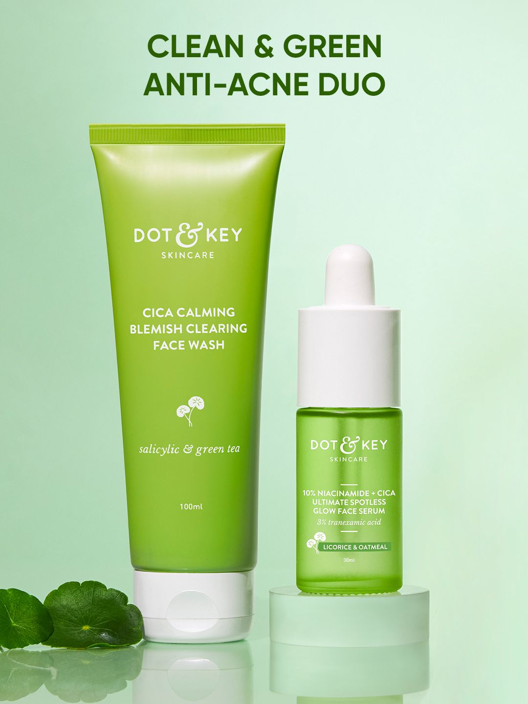 DOT & KEY DOT & KEY Cica Acne Free Face Wash 100ml & 10% Niacinamide Spotless Glow Face Serum 30ml