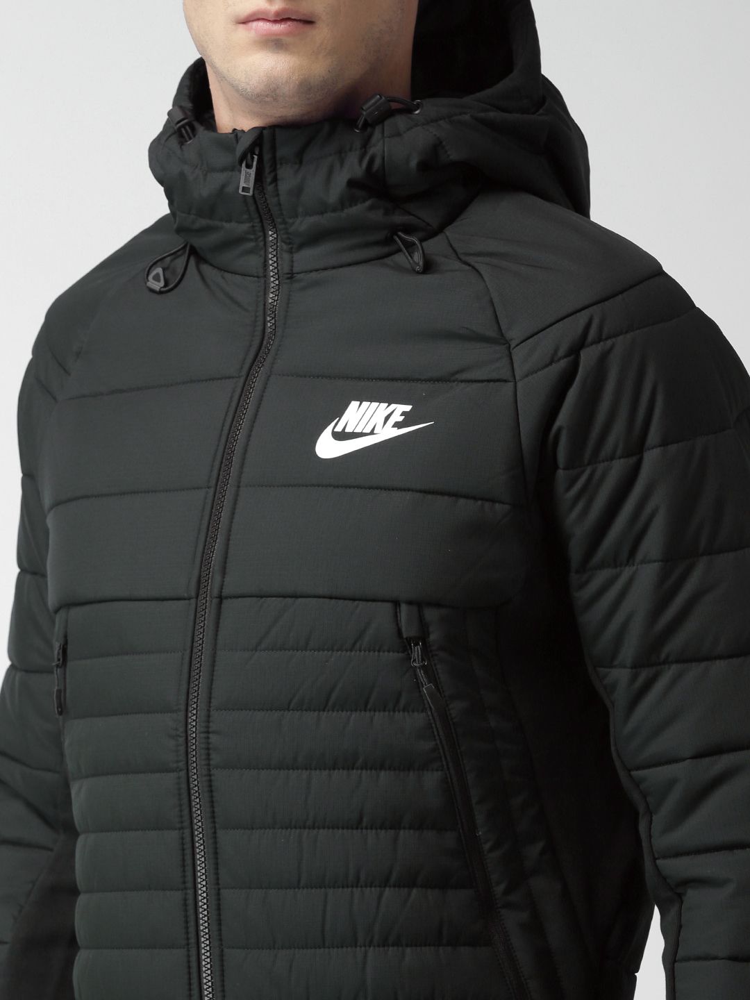 nike quilted zip front hooded jacket