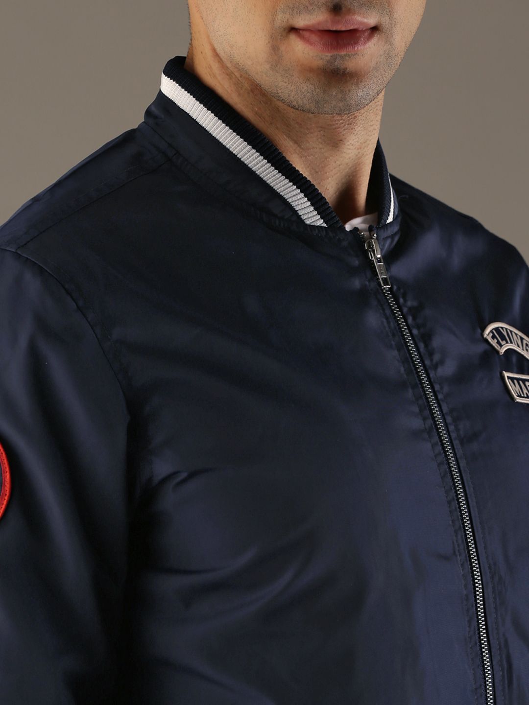Buy Flying Machine Men Navy Blue Solid Bomber Jacket - Jackets for