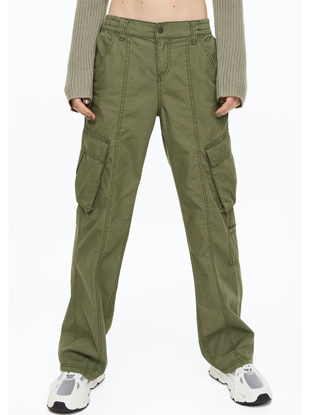H&M Women Pure Cotton Canvas Cargo Trousers Price in India, Full  Specifications & Offers
