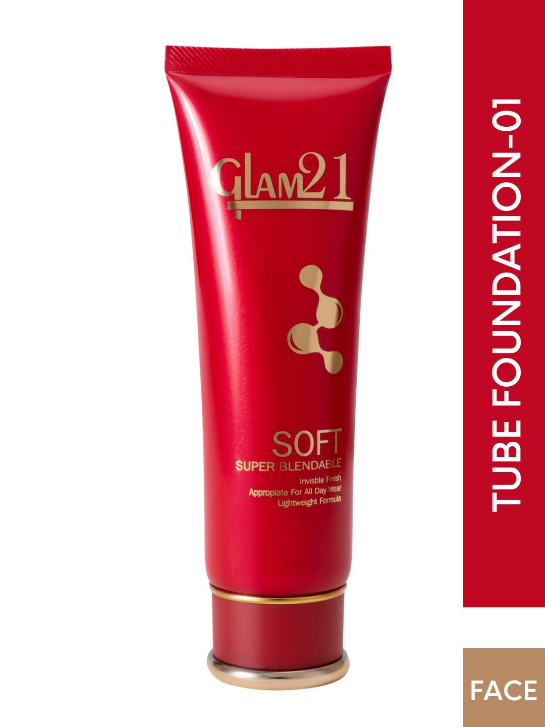 GLAM21 Soft Super Blendable All-Day Lightweight Tube Foundation 50g - Scarlet 01