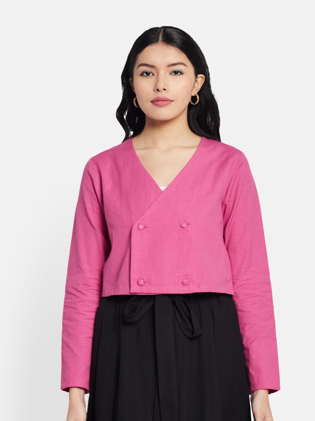 Fabindia V-Neck Shirt Style Top Price in India