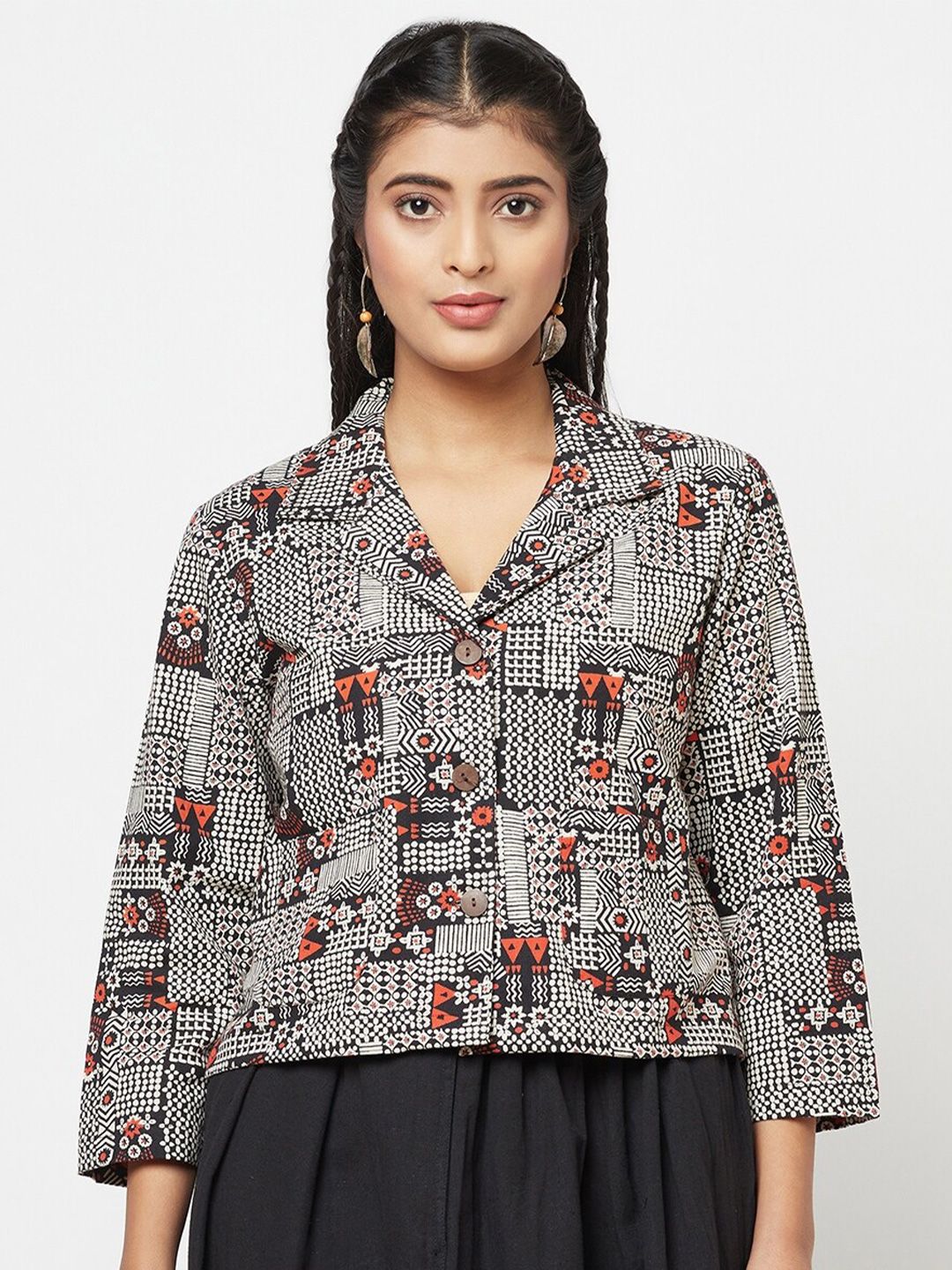 Fabindia Geometric Print Shirt Style Top Price in India