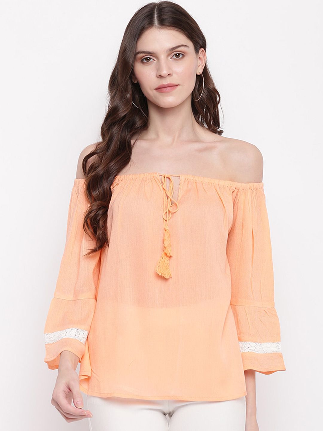 Mayra Off-Shoulder Bell Sleeves Top Price in India