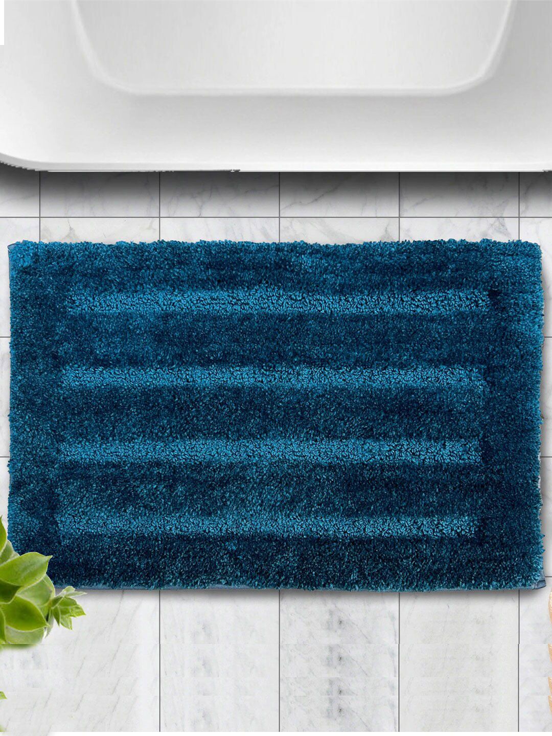 LUXEHOME INTERNATIONAL Classic Teal-Blue 2400 GSM Microfibre Non Slip Backing Bath Rug