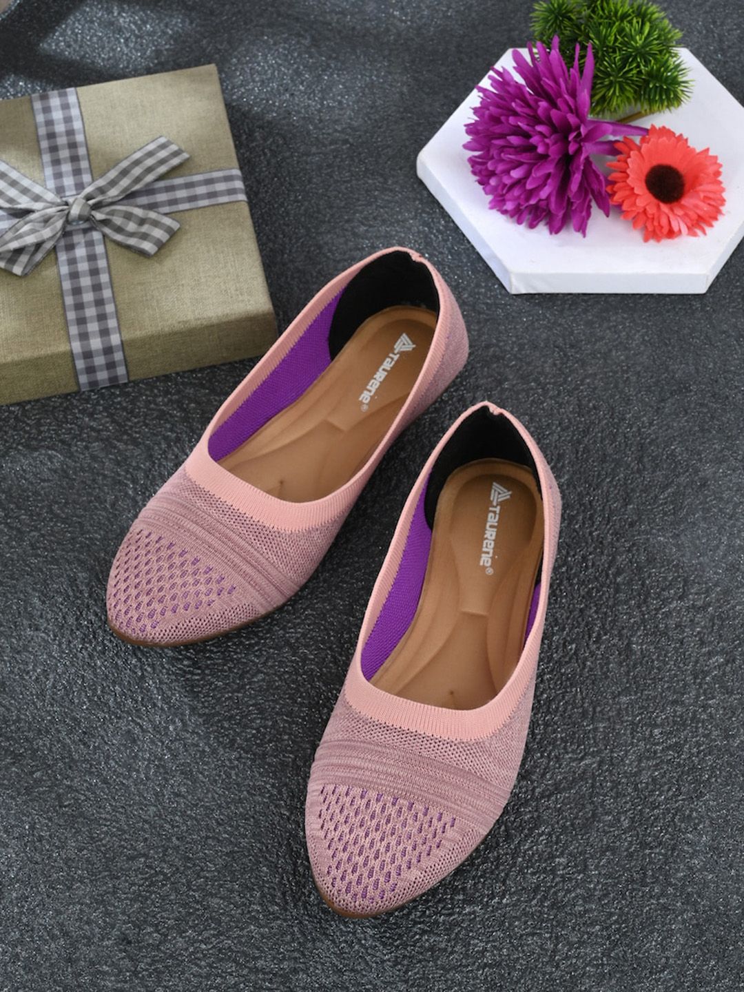 TAURENE Women Woven Design Round Toe Ballerinas