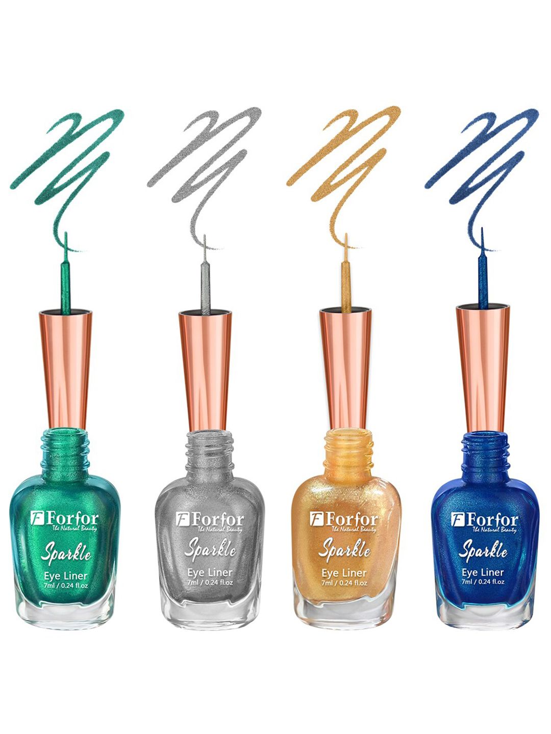 FORFOR Sparkle Set Of 4 Glitter Liquid Eyeliner- Green03, Golden04, Silver05, Royal Blue07