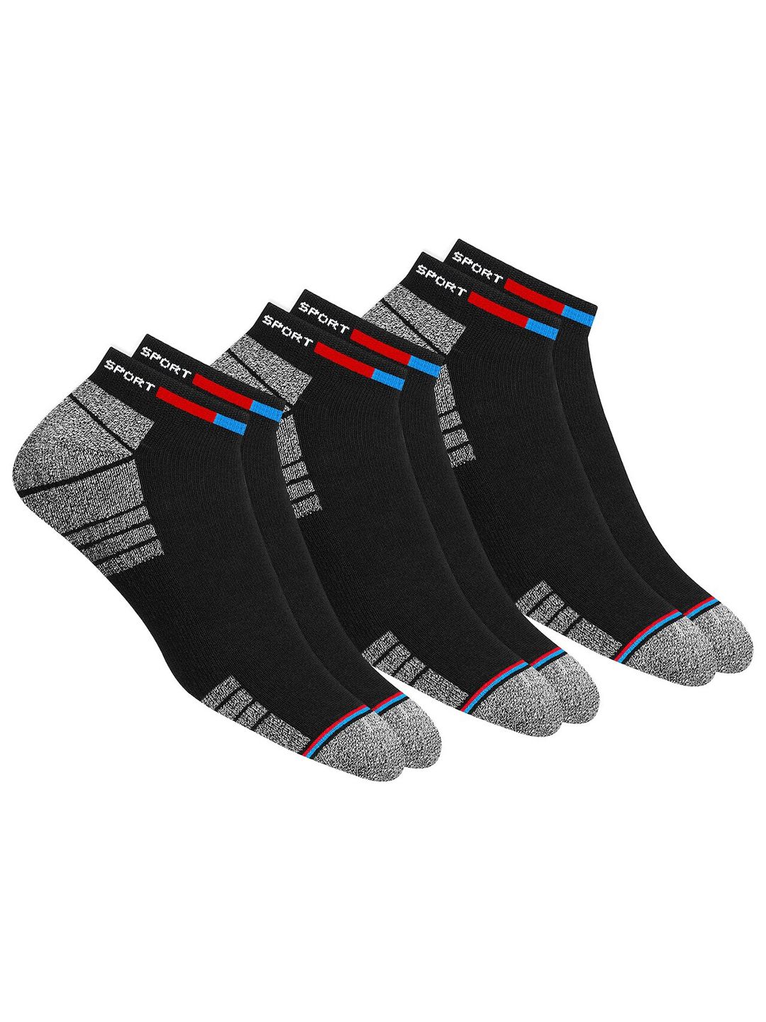 NAVYSPORT Men Pack Of 3 Patterned Ankle Length Cotton Socks