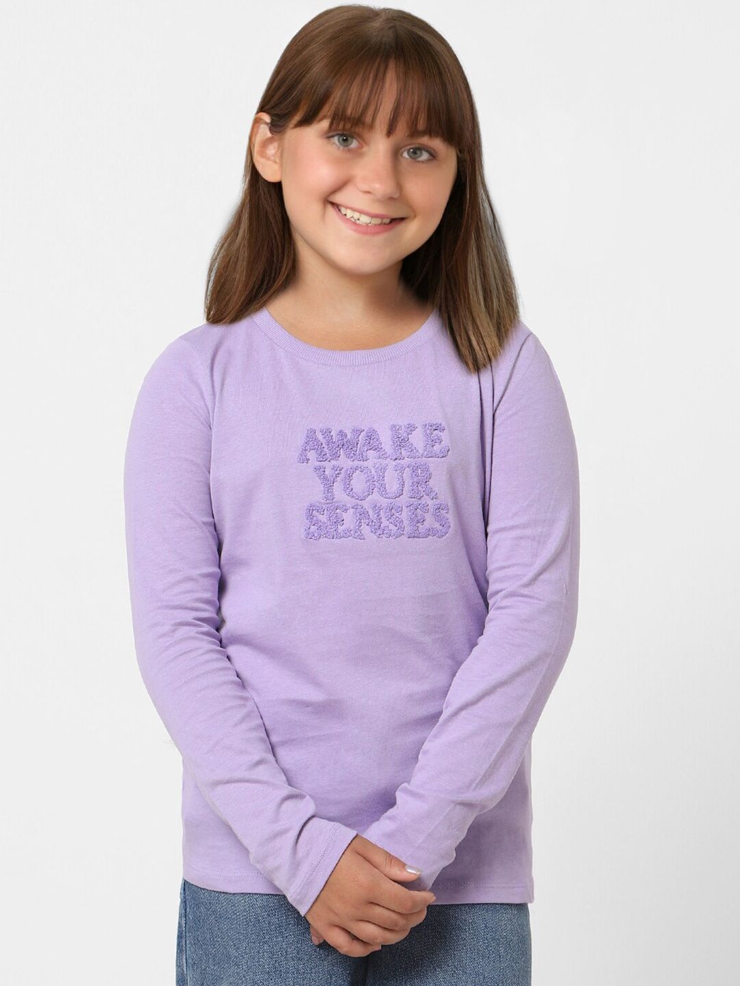 Buy KIDS ONLY Girls Long Sleeves Cotton Embellished T-shirt
