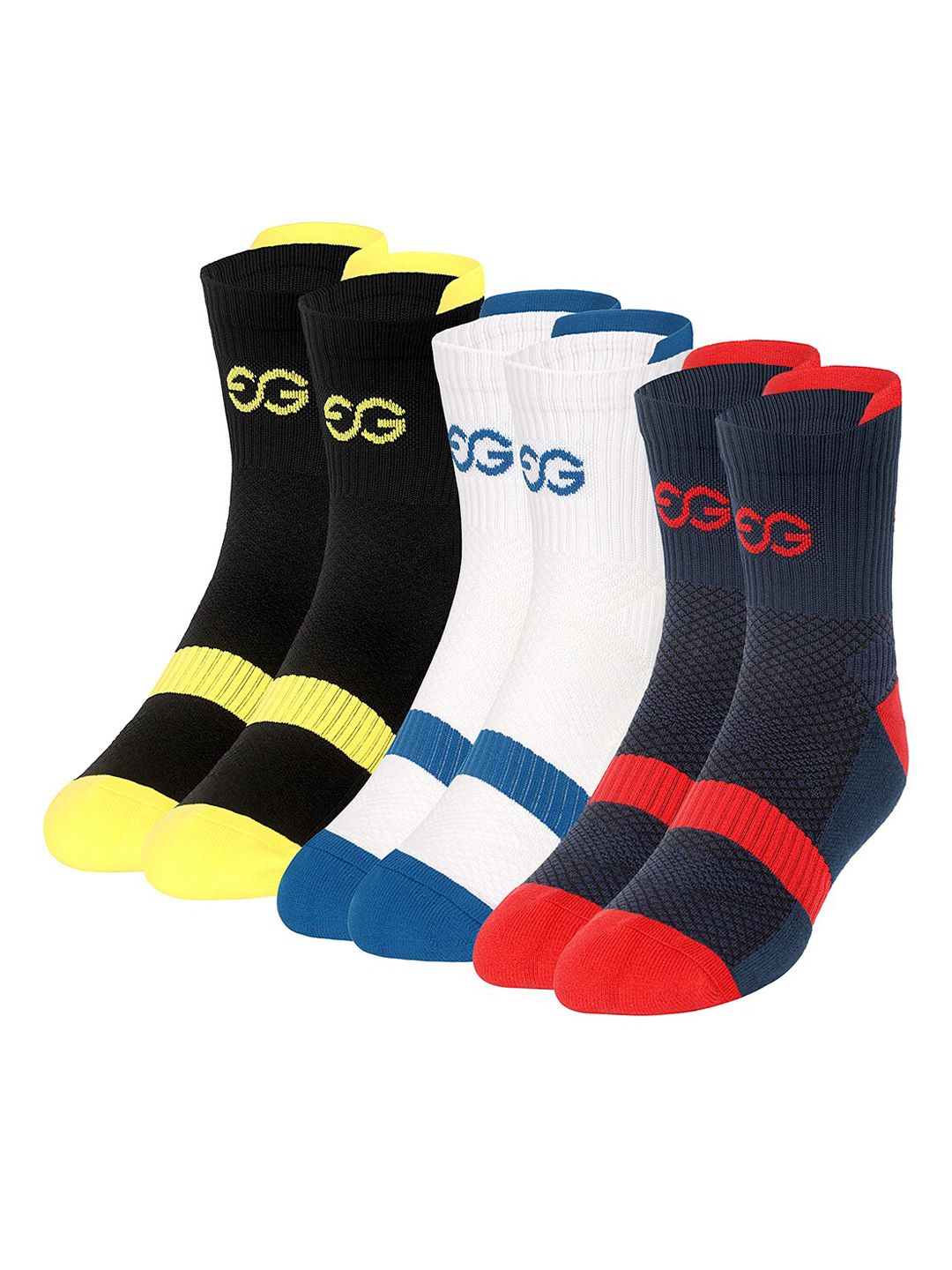 SuperGear Men Pack Of 3 Patterned Ankle-Length Cotton Cycling Socks